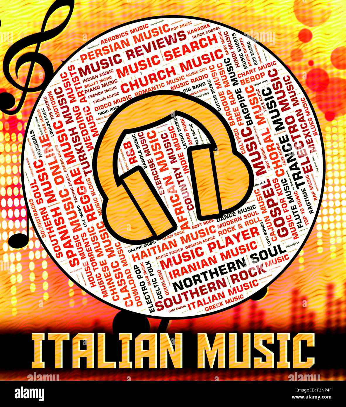 La musica italiana che mostra le tracce audio e la canzone Foto Stock