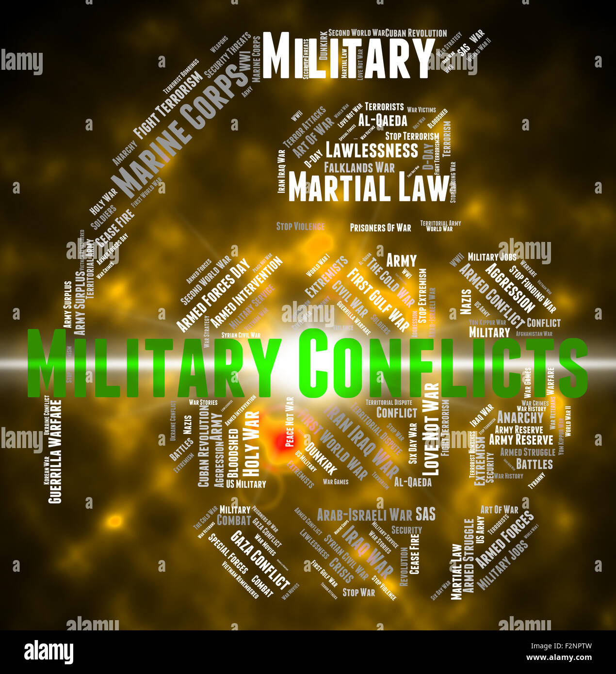 Il conflitto armato che indicano conflitti militari e la campagna Foto Stock