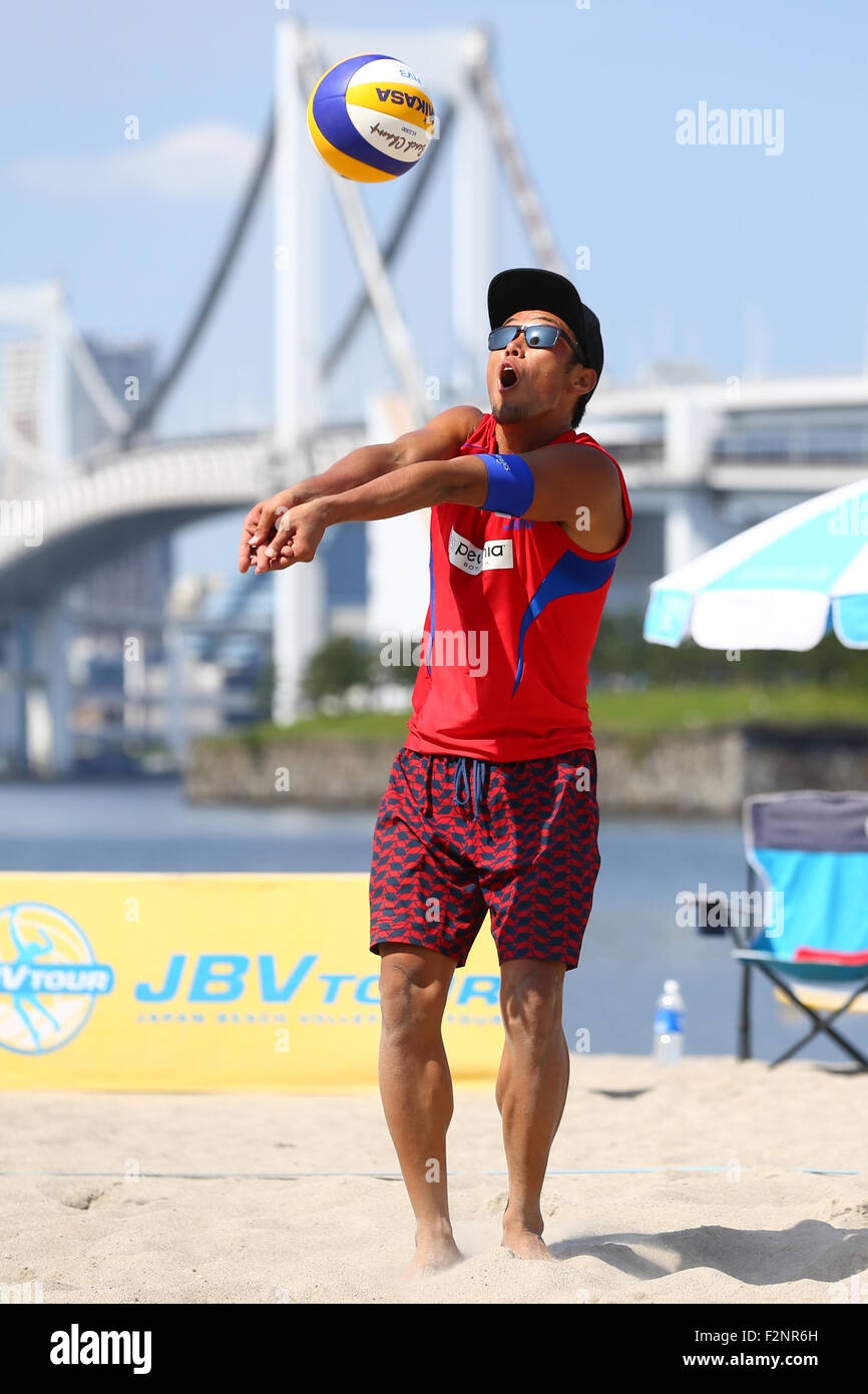 Shinya Inoue, Settembre 21, 2015 - Beach volley : JBV Tour 2015 Tokyo Open Uomini Semi-Final presso la spiaggia di Odaiba, Tokyo, Giappone. (Foto da Shingo Ito/AFLO SPORT) Foto Stock