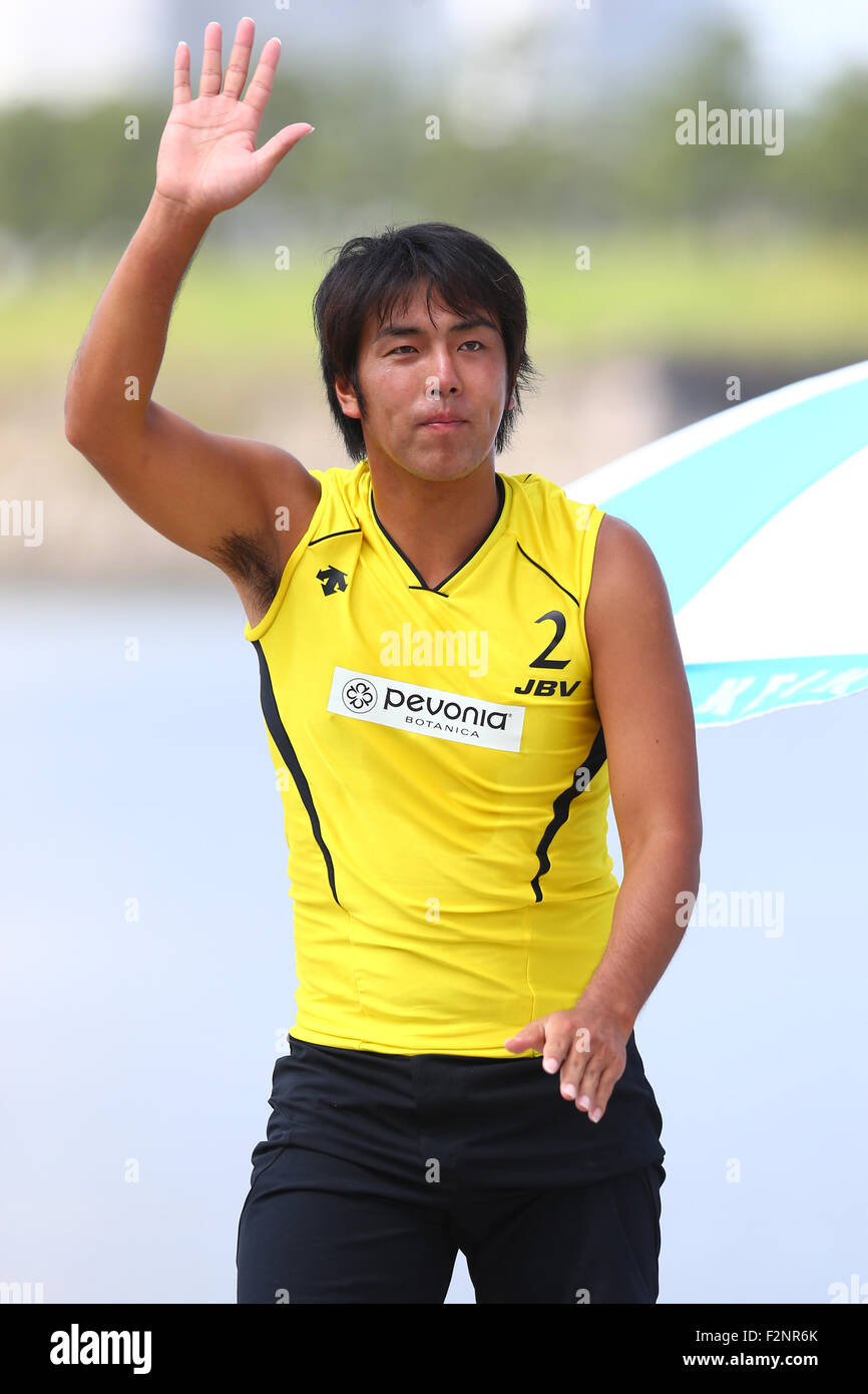 Hisafumi Seta, Settembre 21, 2015 - Beach volley : JBV Tour 2015 Tokyo Open Uomini Semi-Final presso la spiaggia di Odaiba, Tokyo, Giappone. (Foto da Shingo Ito/AFLO SPORT) Foto Stock