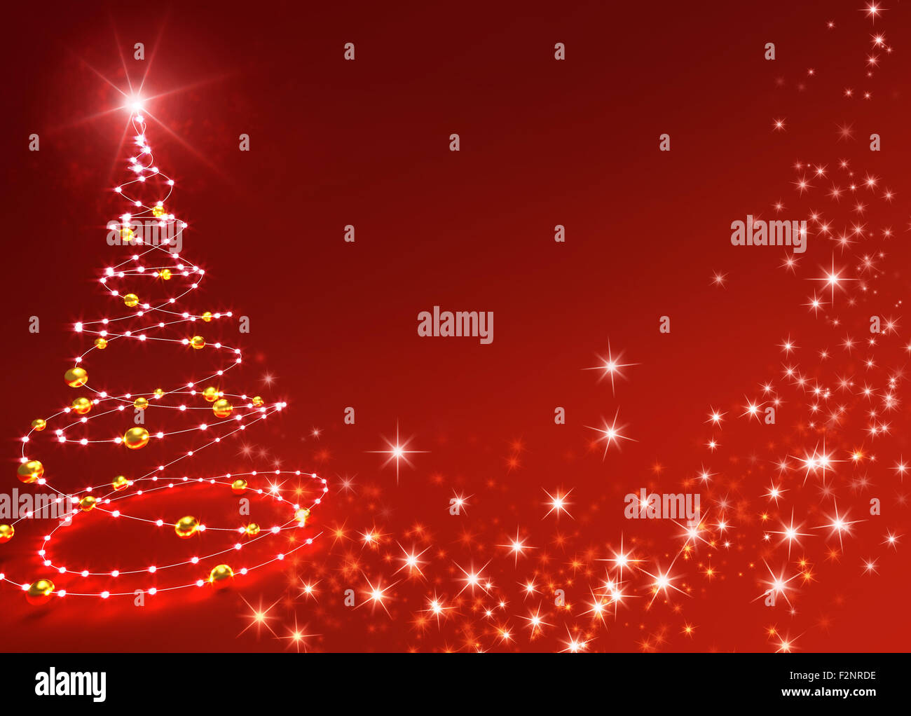 Abstract albero di Natale sul lucido scintillante sfondo rosso Foto Stock