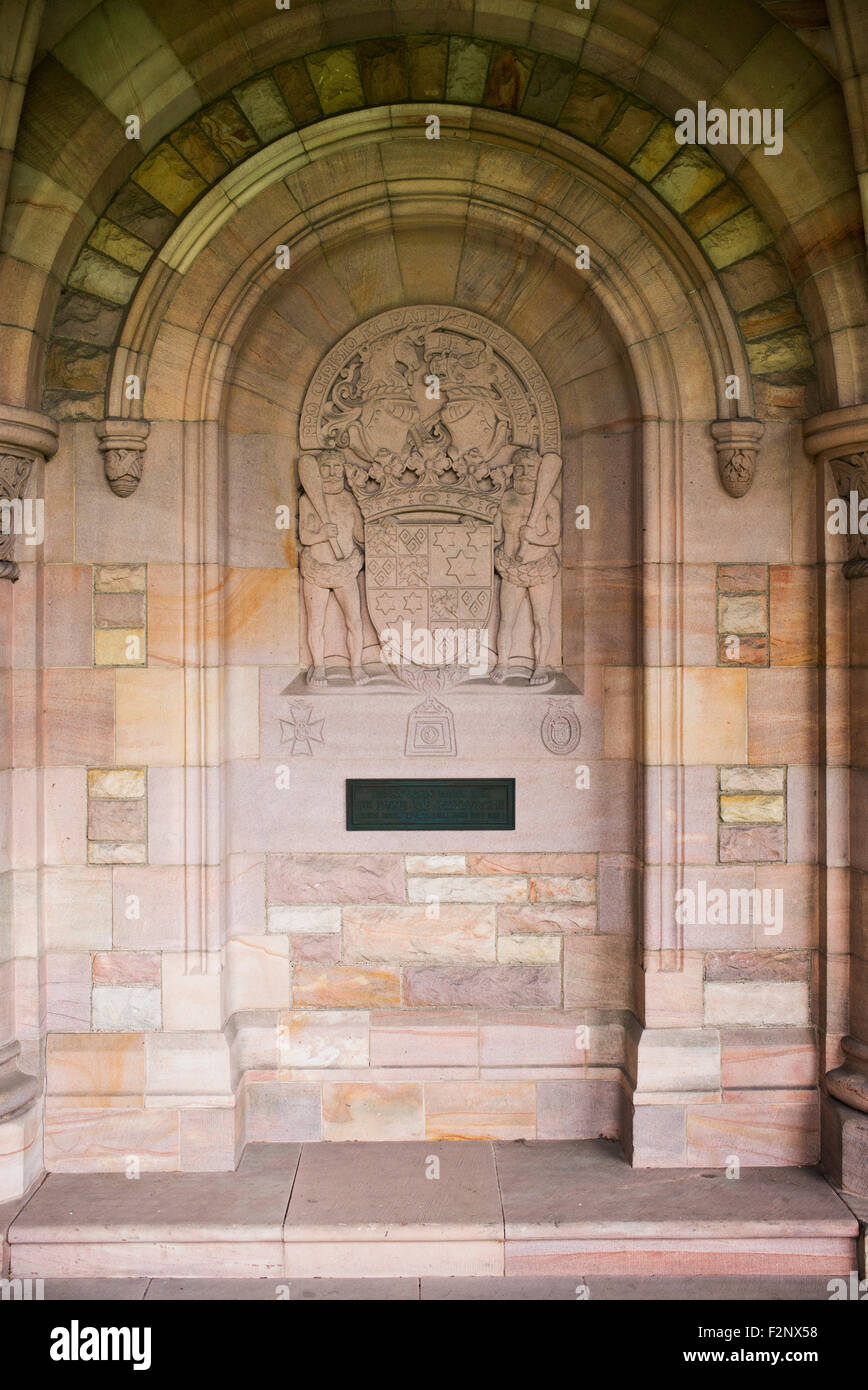 Il Roxburghe Memorial Chiostro Dettaglio. Kelso Abbey. Scozia Foto Stock