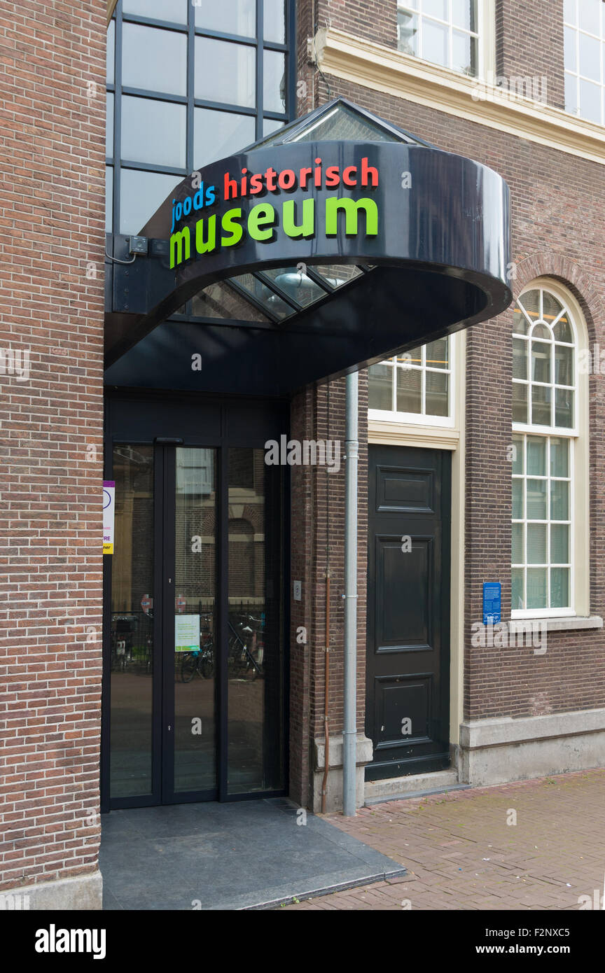 AMSTERDAM - Agosto 2, 2015: ingresso del museo storico ebraico. Il museo è dedicato alla storia del popolo ebraico, cultura e rel Foto Stock