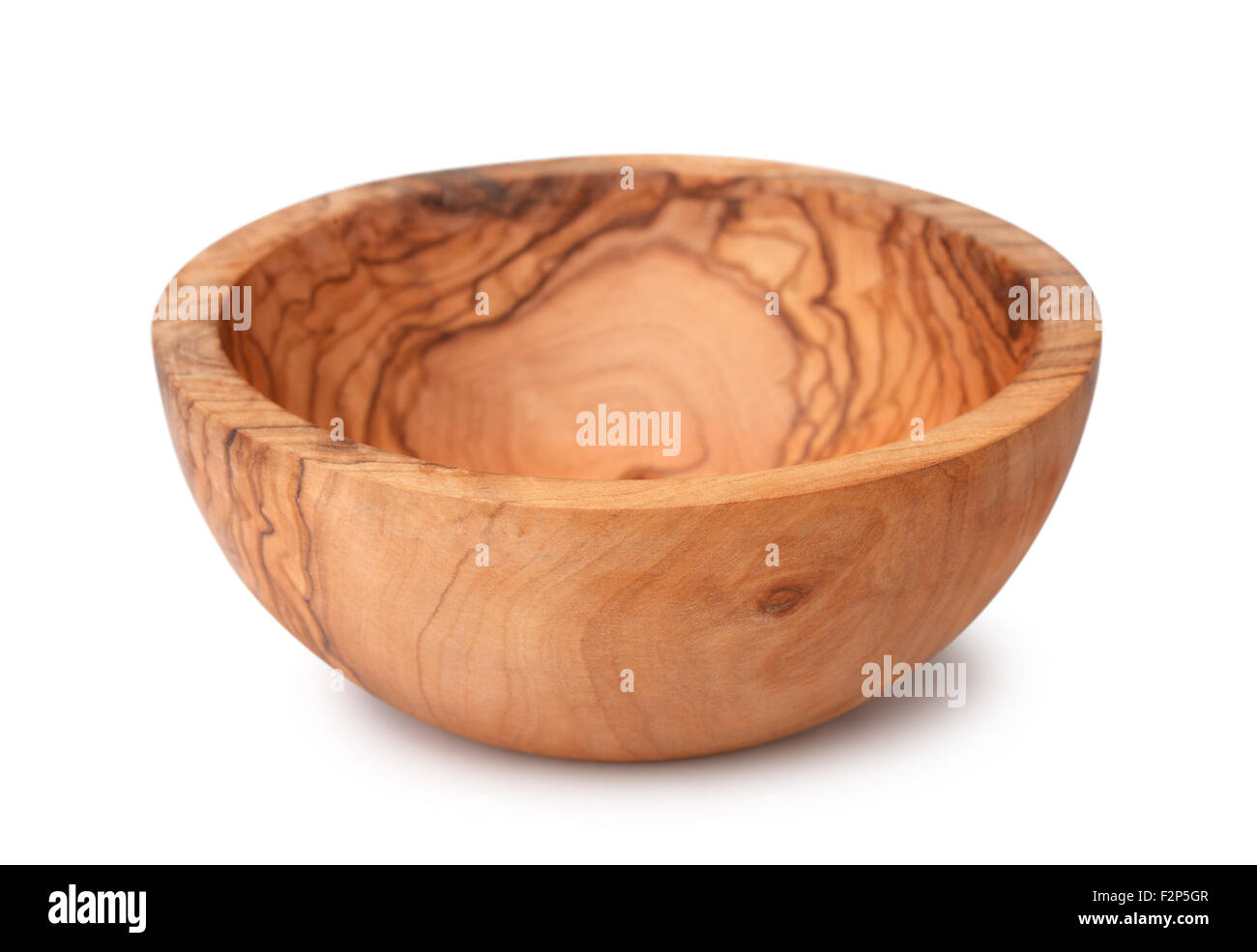 Svuotare la coppa di legno isolato su bianco Foto Stock