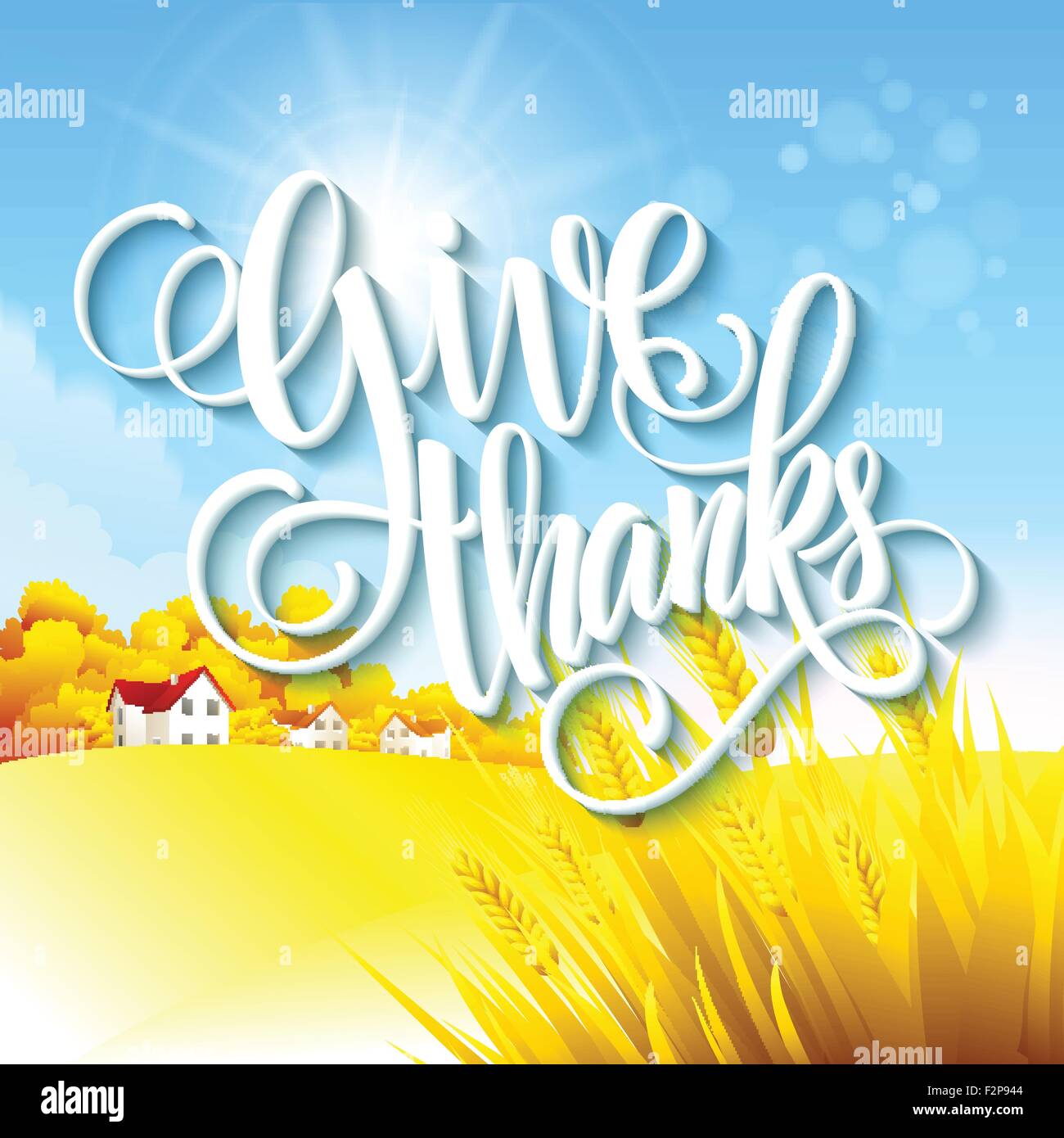 Ringraziamento paesaggio autunnale. Illustrazione Vettoriale Illustrazione Vettoriale