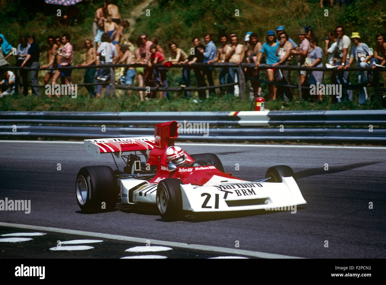 Niki Lauda nel suo Marlboro BRM 1973 Foto Stock