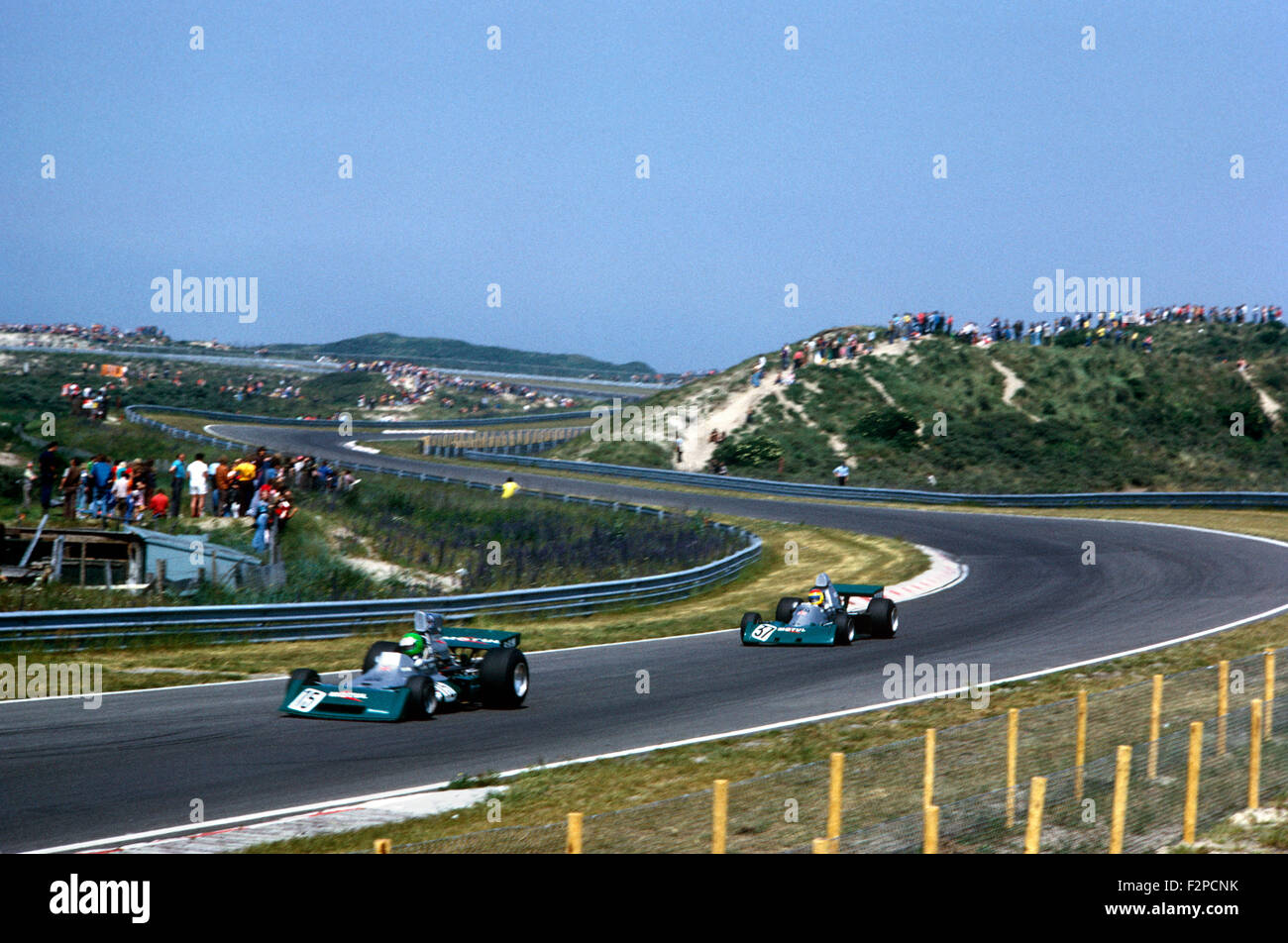 Henri Pescarolo e Francois Migault in BRMs al GP Italia Monza 1974 Foto Stock