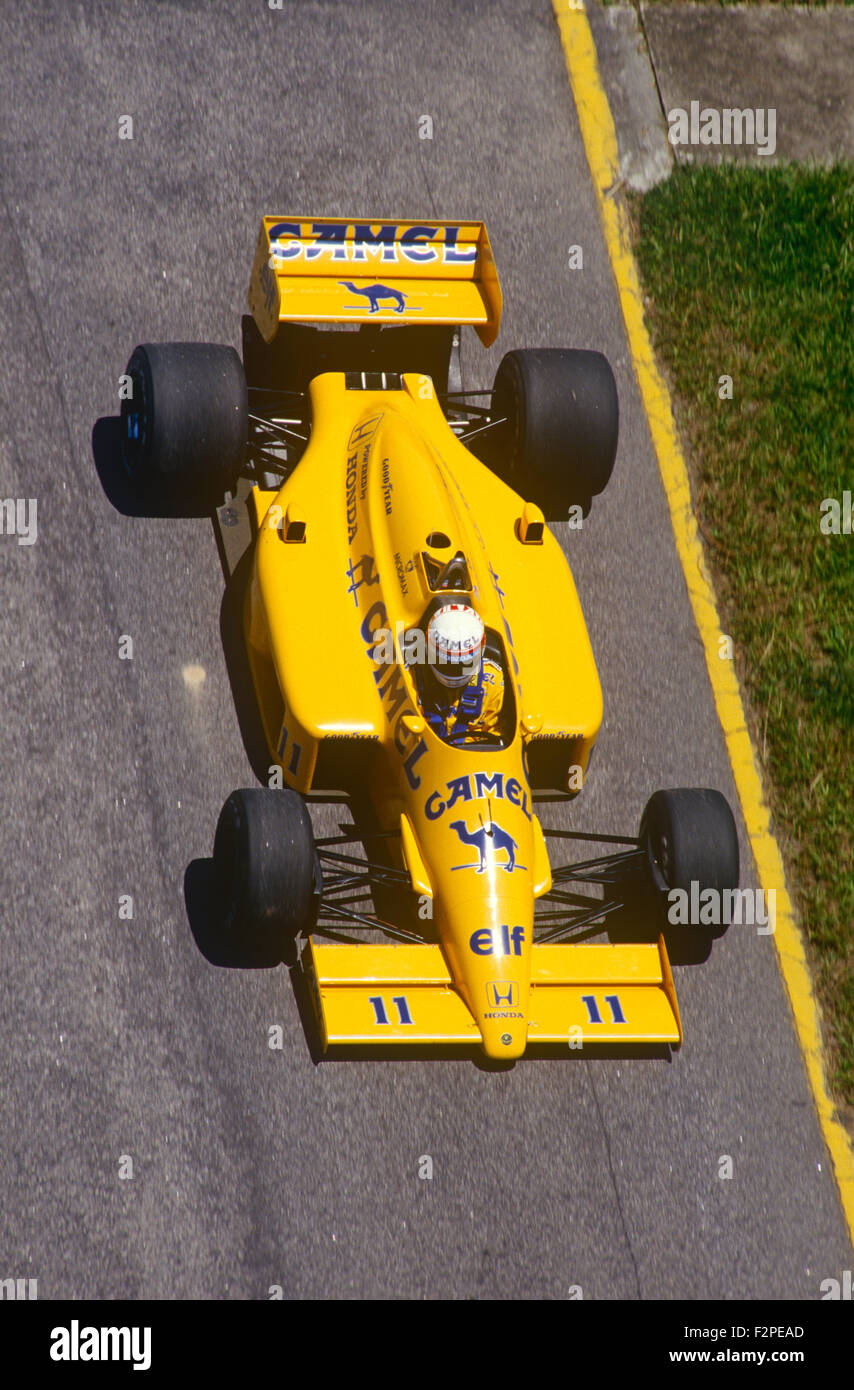 Satoru Nakajima nella sua Lotus Honda degli anni ottanta Foto Stock