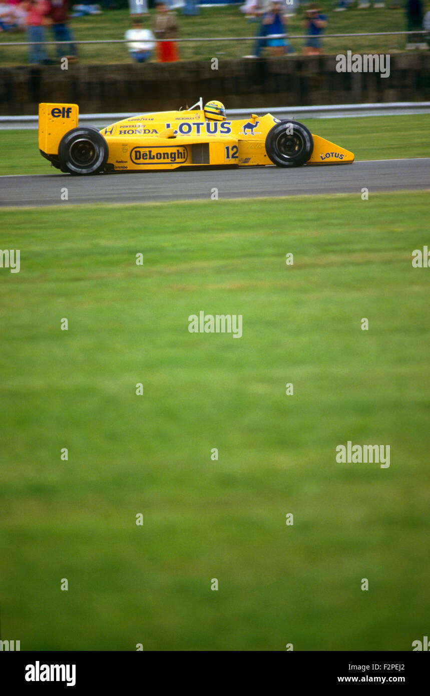 Ayrton Senna nella sua Lotus 1987 Foto Stock