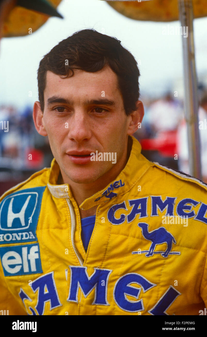 Ayrton Senna Racing per Lotus Honda 1987 Foto Stock