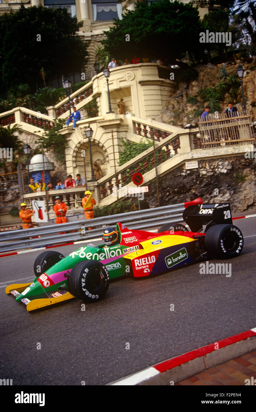 Thierry Boutsen nella sua Benetton Ford al GP di Monaco a Monte Carlo 1987 Foto Stock