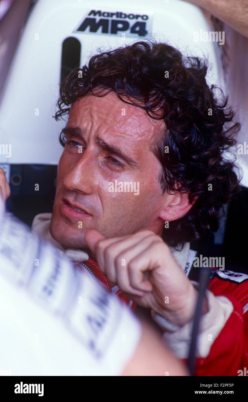 Alain Prost Formula 1 racing driver 1987 Foto Stock