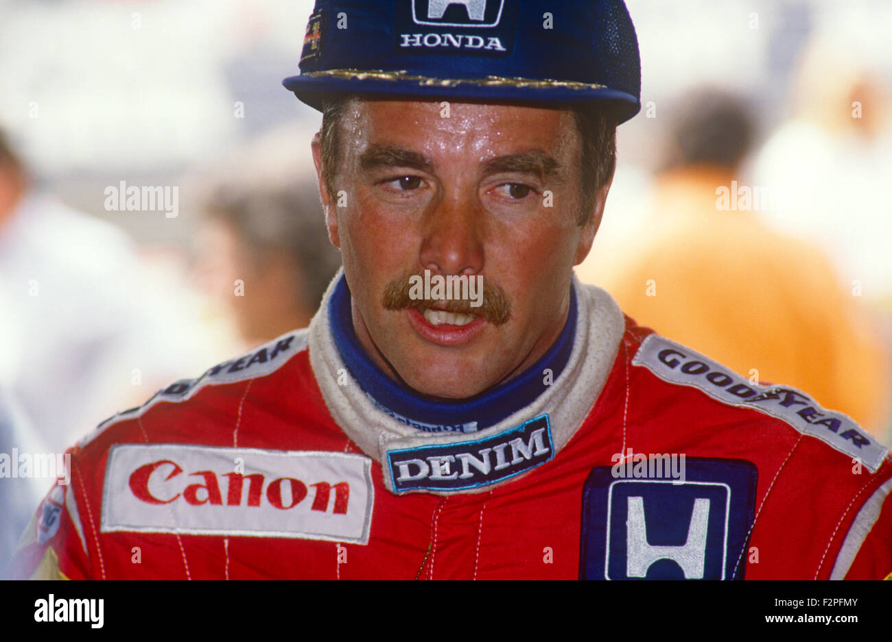 Nigel Mansell Williams Honda pilota di Formula 1 1987 Foto Stock