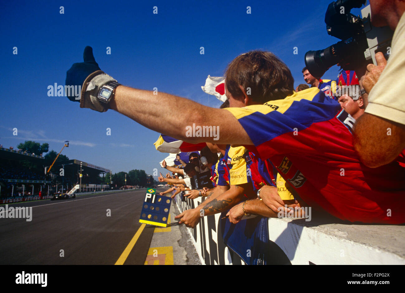 Williams Honda team sul muretto dei box al GP d'Italia a Monza 1987 Foto Stock