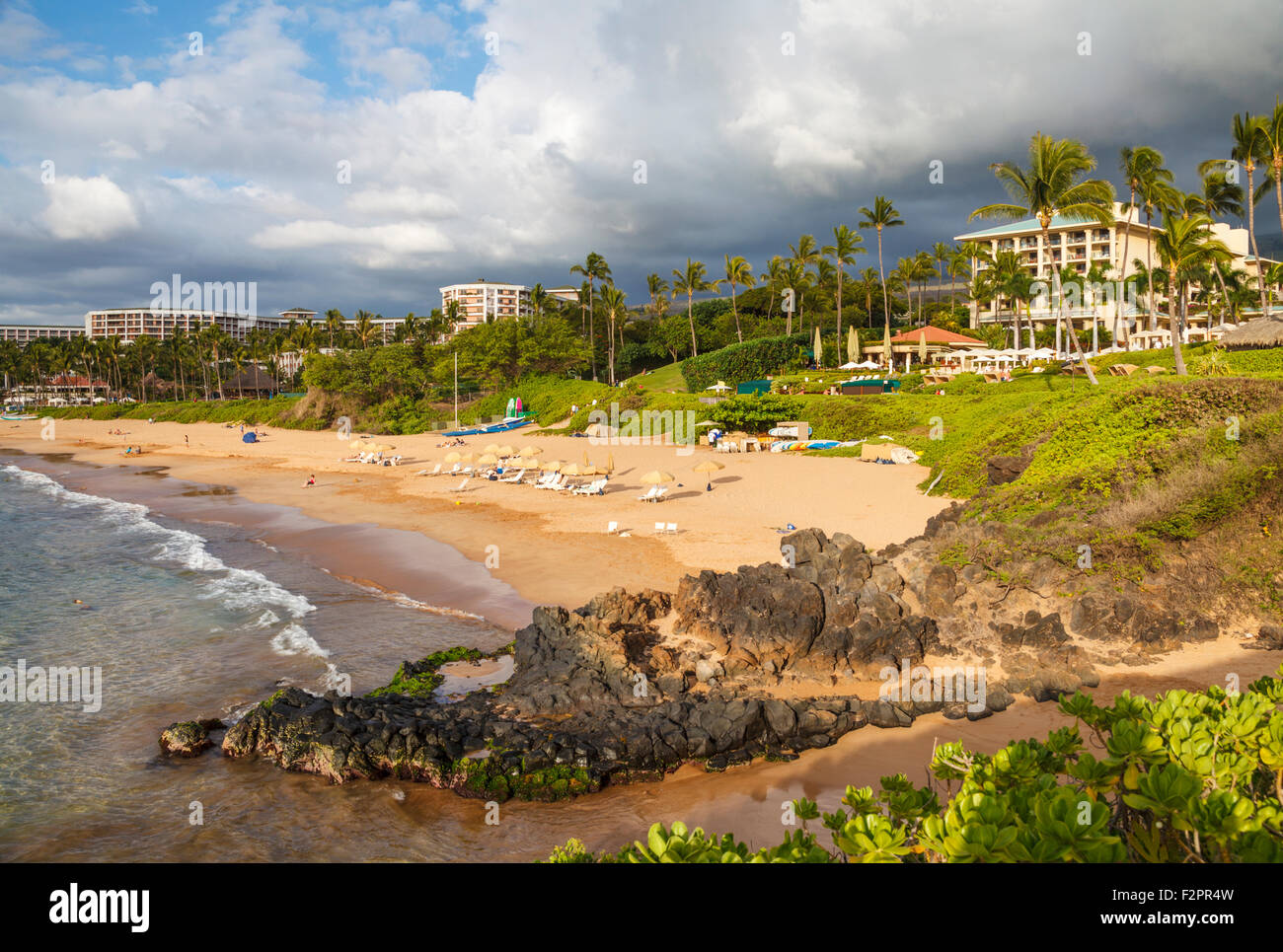Il Wailea Beach a Maui al tramonto Foto Stock