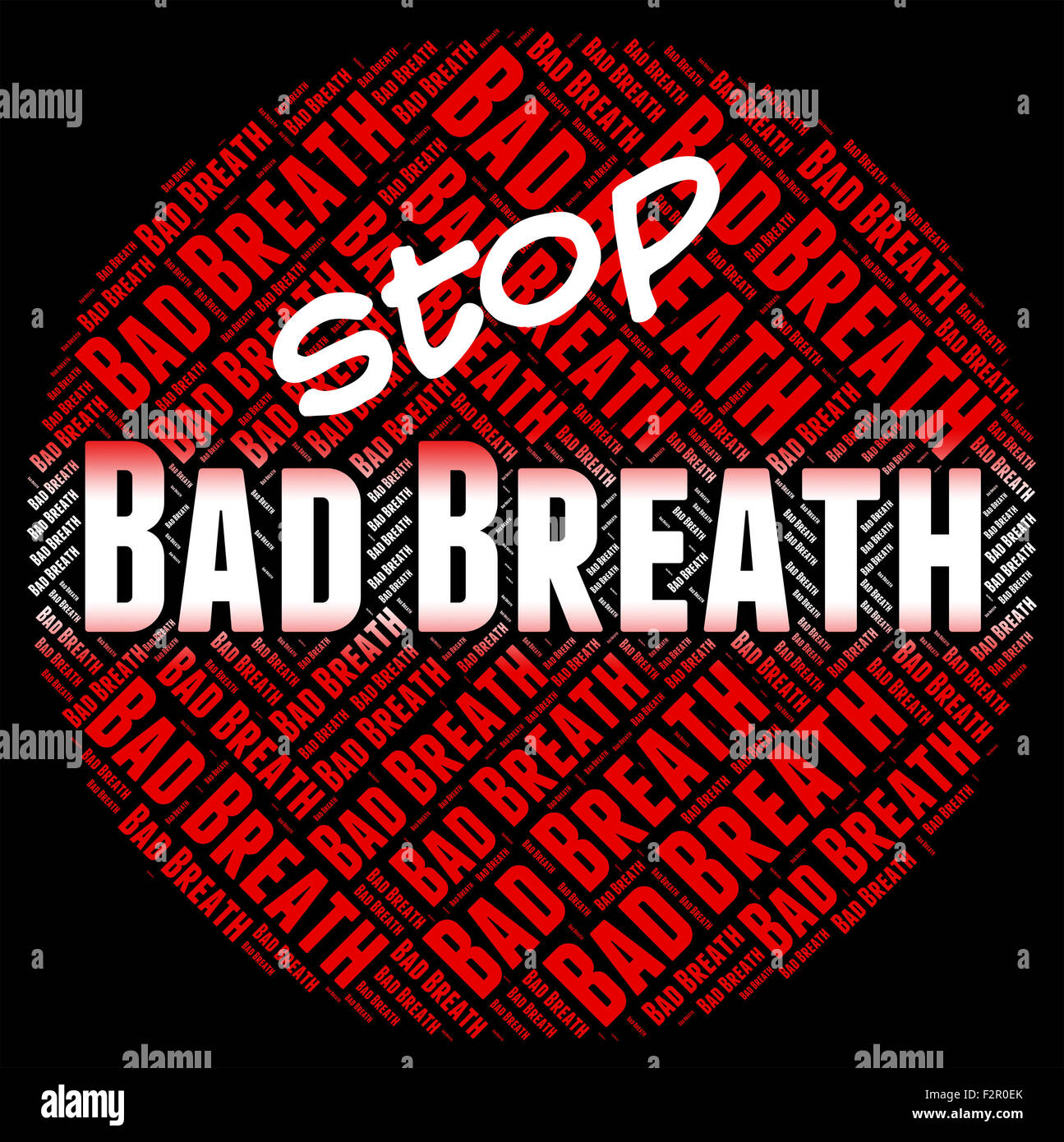 Smettere di alito cattivo che mostra fetida puzzolenti e sgradevole Foto Stock