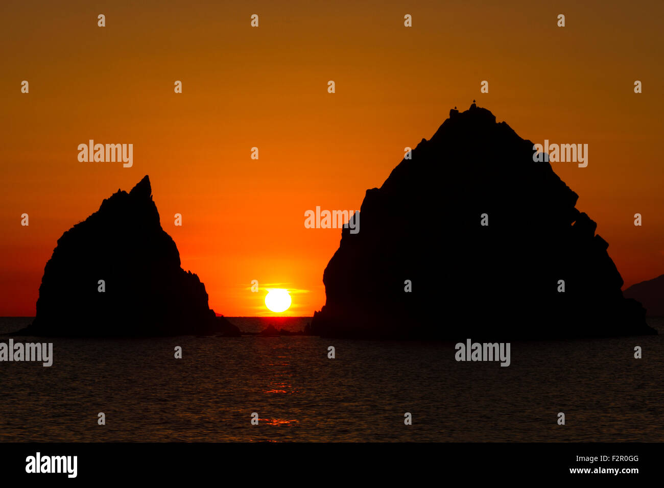 Tramonto al Ai Giannis beach, Lemnos island, Mare Egeo Settentrionale, Grecia. Foto Stock