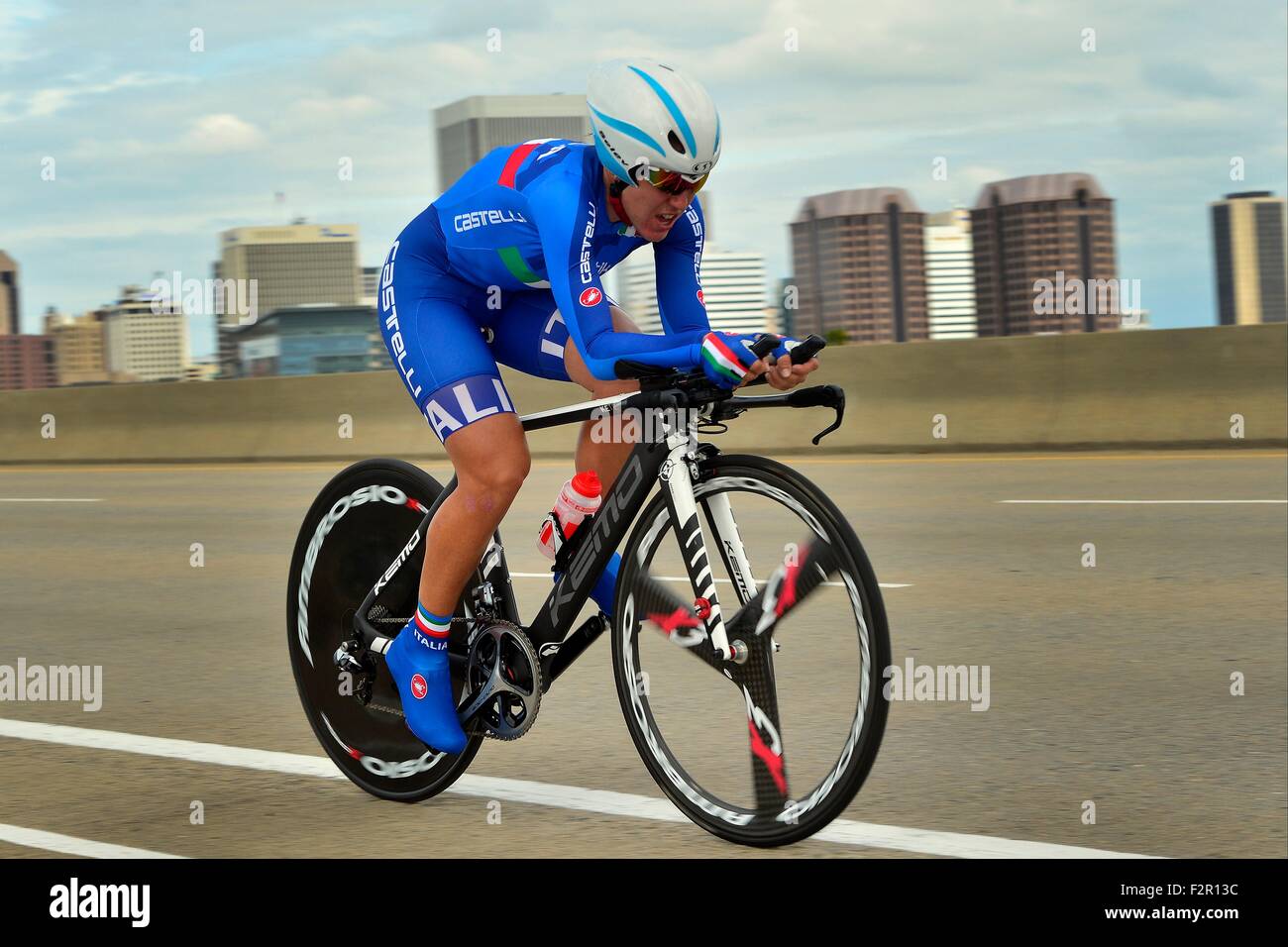 Richmond, Virginia, Stati Uniti d'America. Il 22 settembre, 2015. Campionato del mondo di ciclismo, Donne Elite Cronometro Individuale Silvia Valsecchi di credito Italia: Azione Plus sport/Alamy Live News Foto Stock