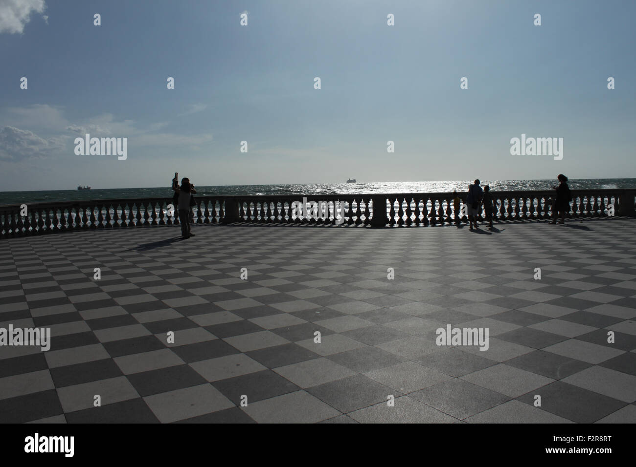 Mascagni terrazza di fronte al mare, Livorno Toscana, Italia Foto Stock