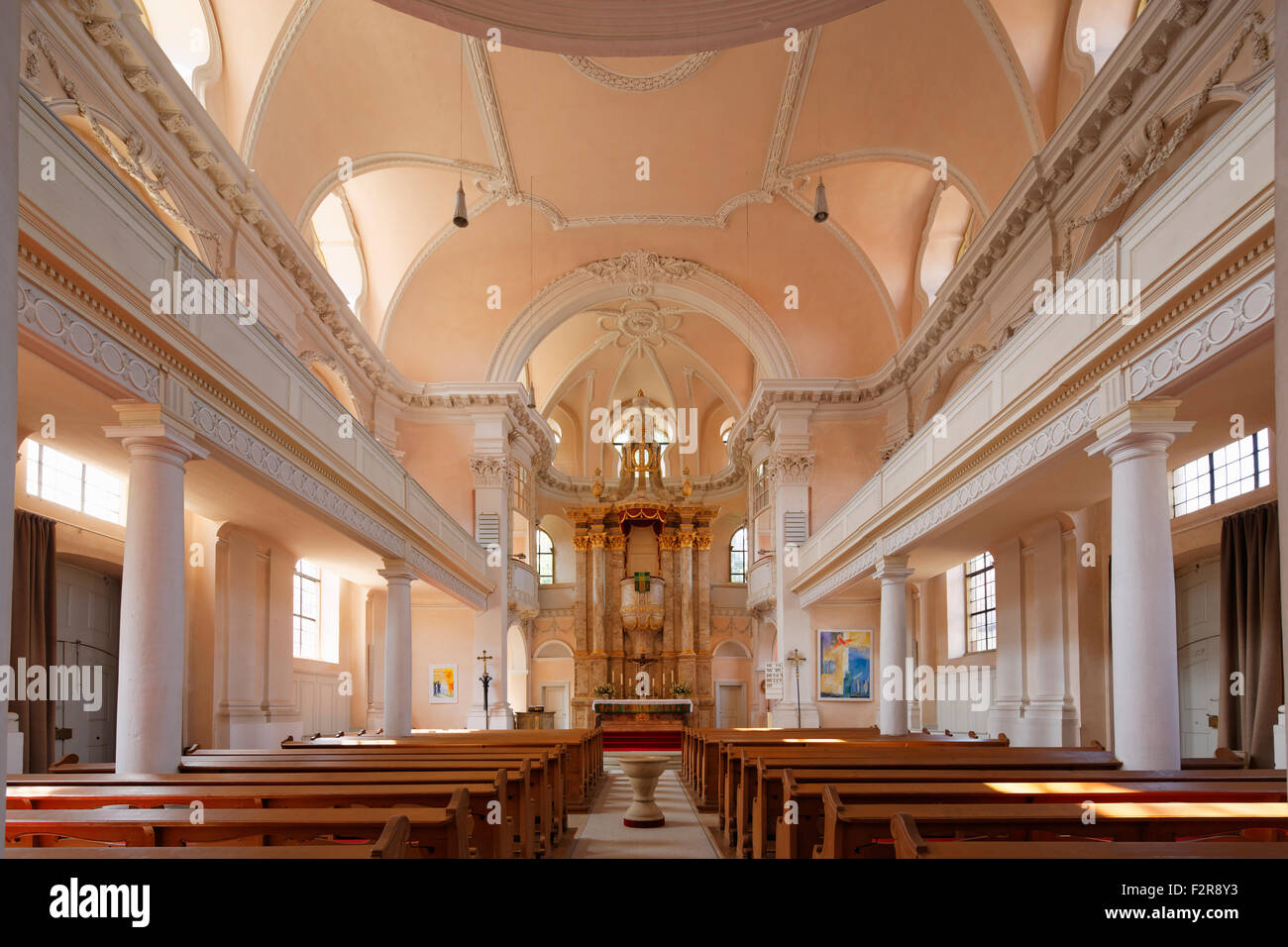Chiesa di San Giovanni con il pulpito altare, Castell, Mainfranken, bassa Franconia, Franconia, Baviera, Germania Foto Stock