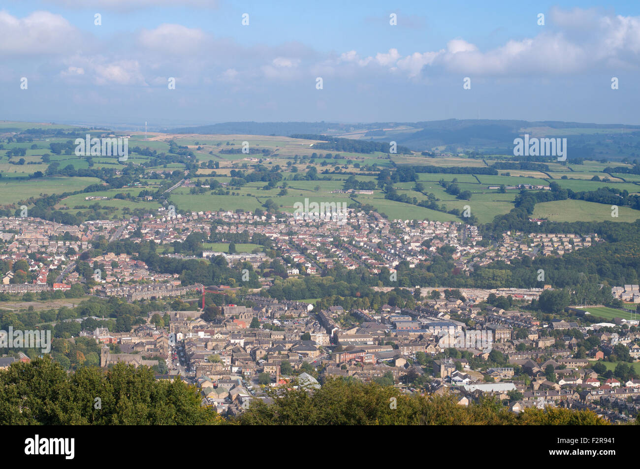 Una vista di Otley dal Chevin, West Yorkshire, Inghilterra, Regno Unito Foto Stock