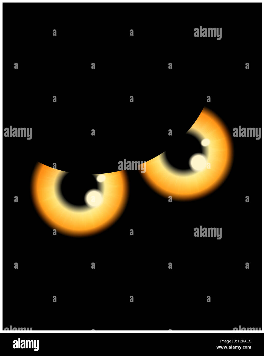 Immagine di happy Halloween spooky background design piatto. Illustrazione Vettoriale di invito scheda con scary sanguinosa occhi, bulbi oculari Foto Stock