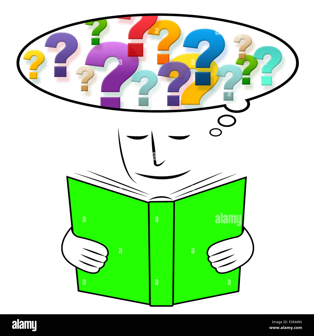 La lettura di studio indicando Pensare e pensando a imparare Foto Stock