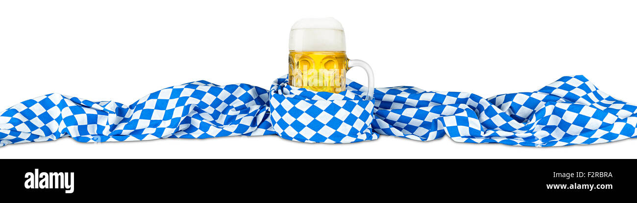 Il tedesco oktoberfest boccale di birra in Baviera bandiera Foto Stock