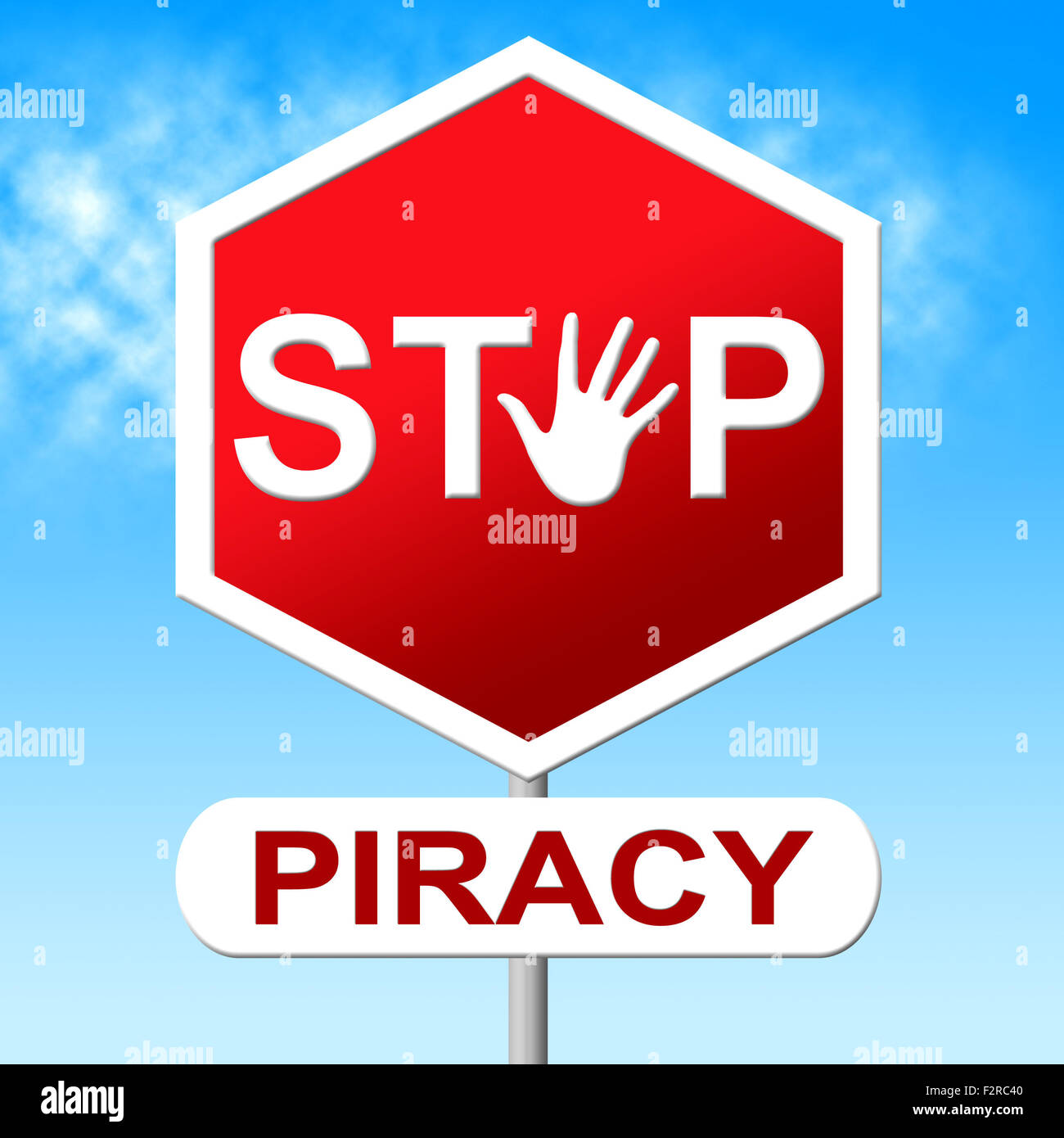 Stop alla pirateria che mostra Copia a destra e brevettato Foto Stock