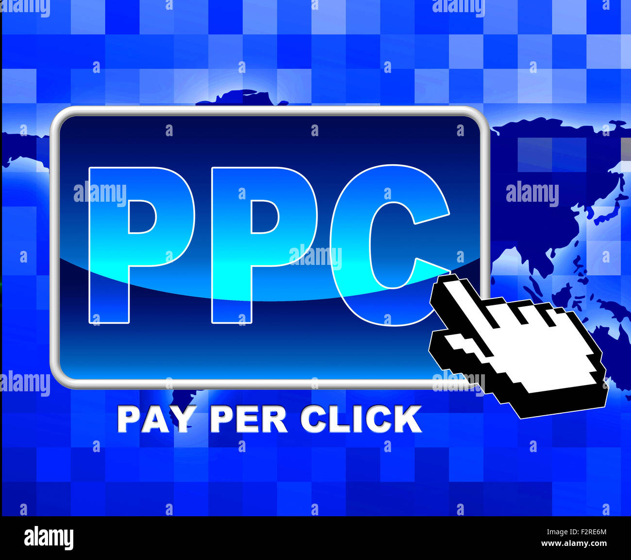 Pay Per Click che rappresentano il World Wide Web e sito Web Foto Stock