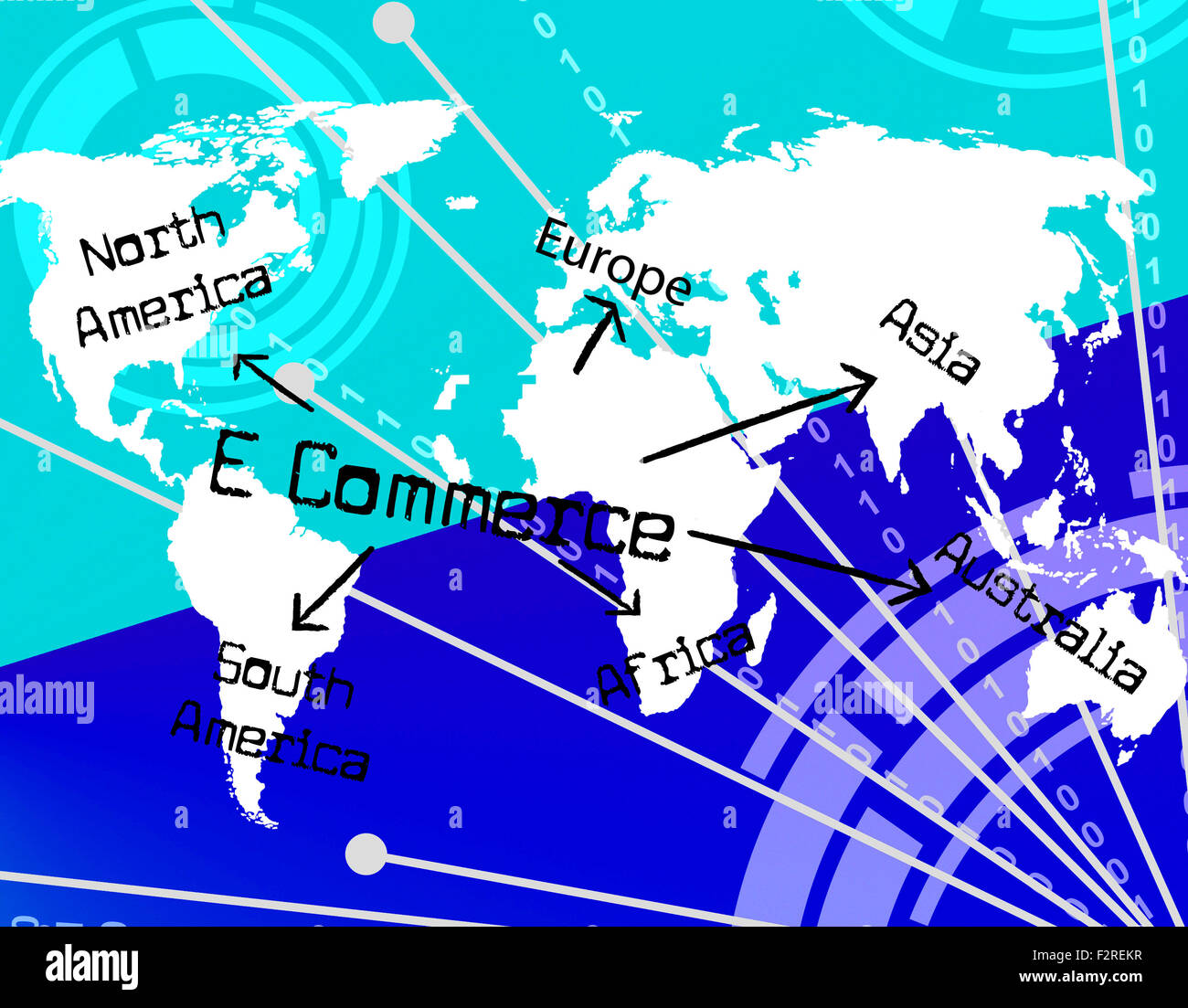 Mondo E Commerce mostra Ecommerce Globe e Global Foto Stock