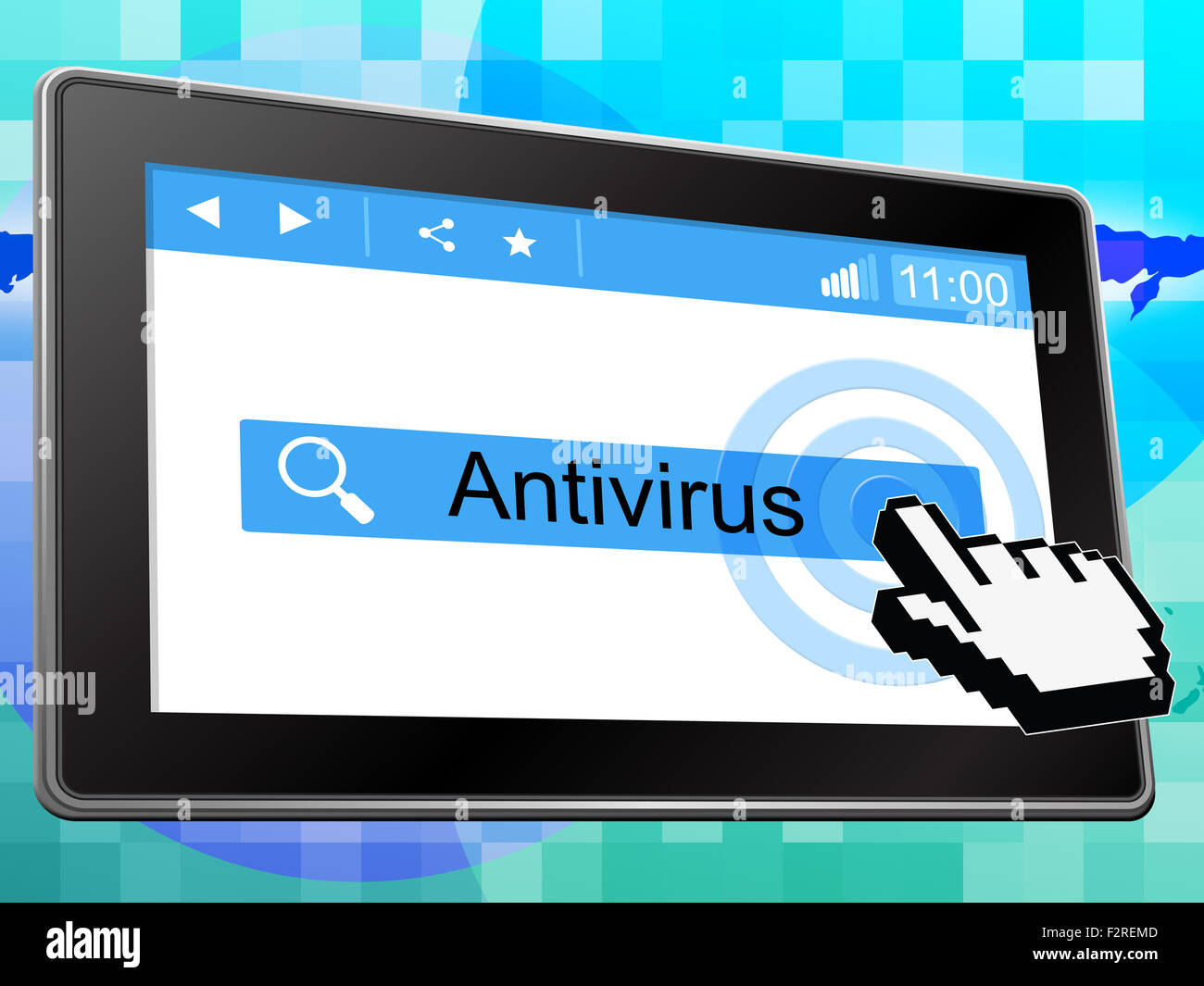 Antivirus online indicando il World Wide Web e sito Web Foto Stock
