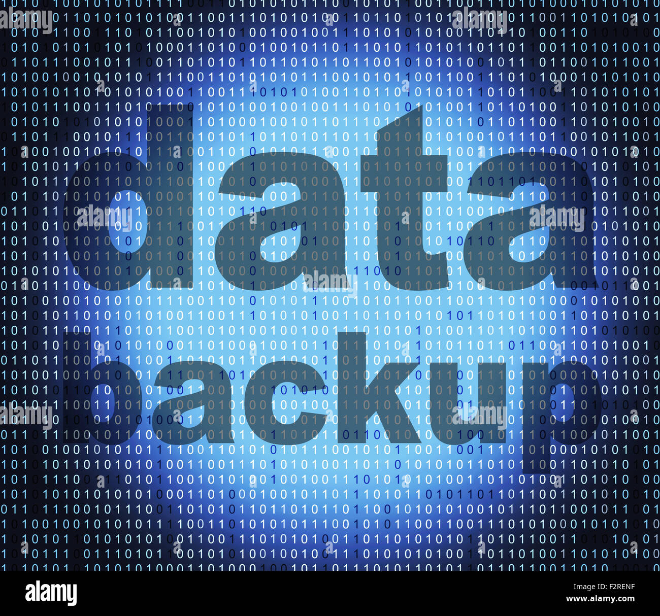 Il backup dei dati che indicano il trasferimento dei file e il computer Foto Stock