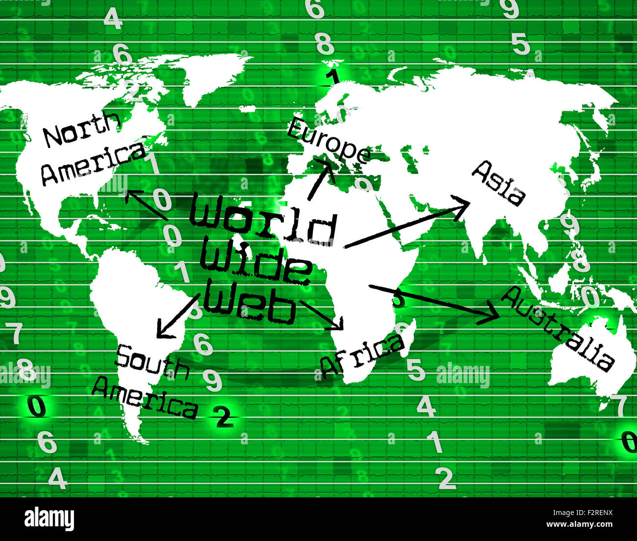 World Wide Web che rappresentano i siti Web globalizzare e ricerca Foto Stock