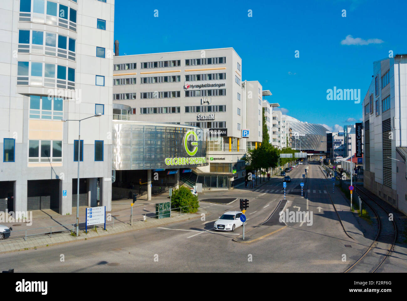 Arenevägen street, Stockholm Globen Città, Johanneshov district, Stoccolma, Svezia Foto Stock