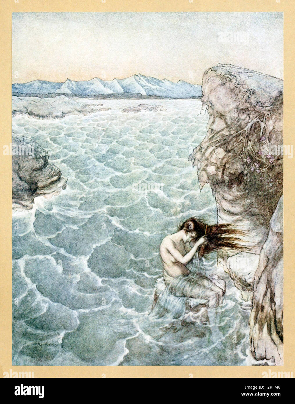 "Fair Ligea' da 'Comus' da John Milton, illustrazione di Arthur Rackham (1867-1939). Vedere la descrizione per maggiori informazioni. Foto Stock