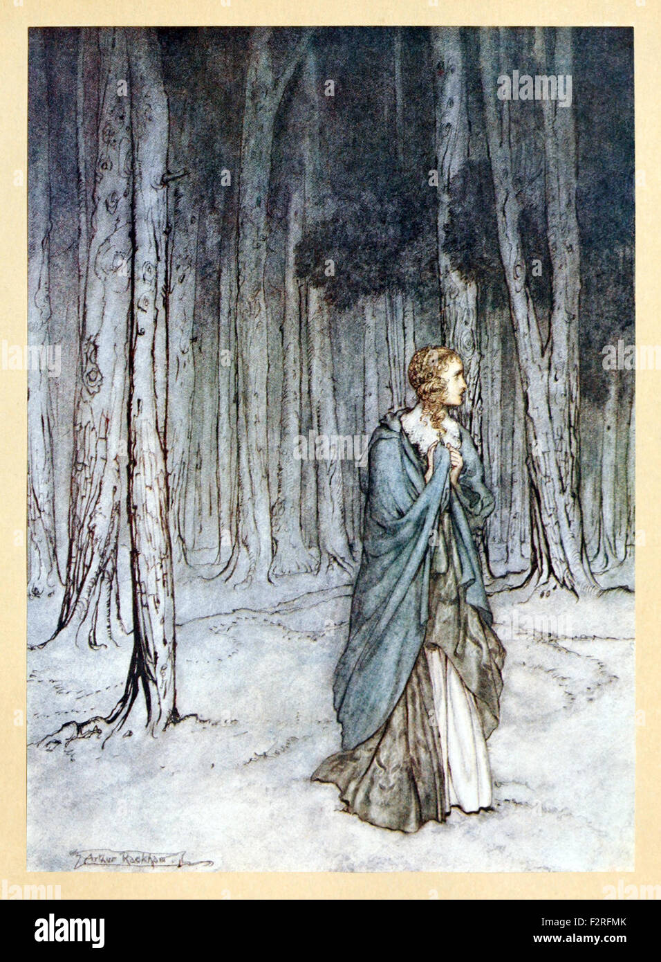 " La Signora entra nell' da 'Comus' da John Milton, illustrazione di Arthur Rackham (1867-1939). Vedere la descrizione per maggiori informazioni. Foto Stock