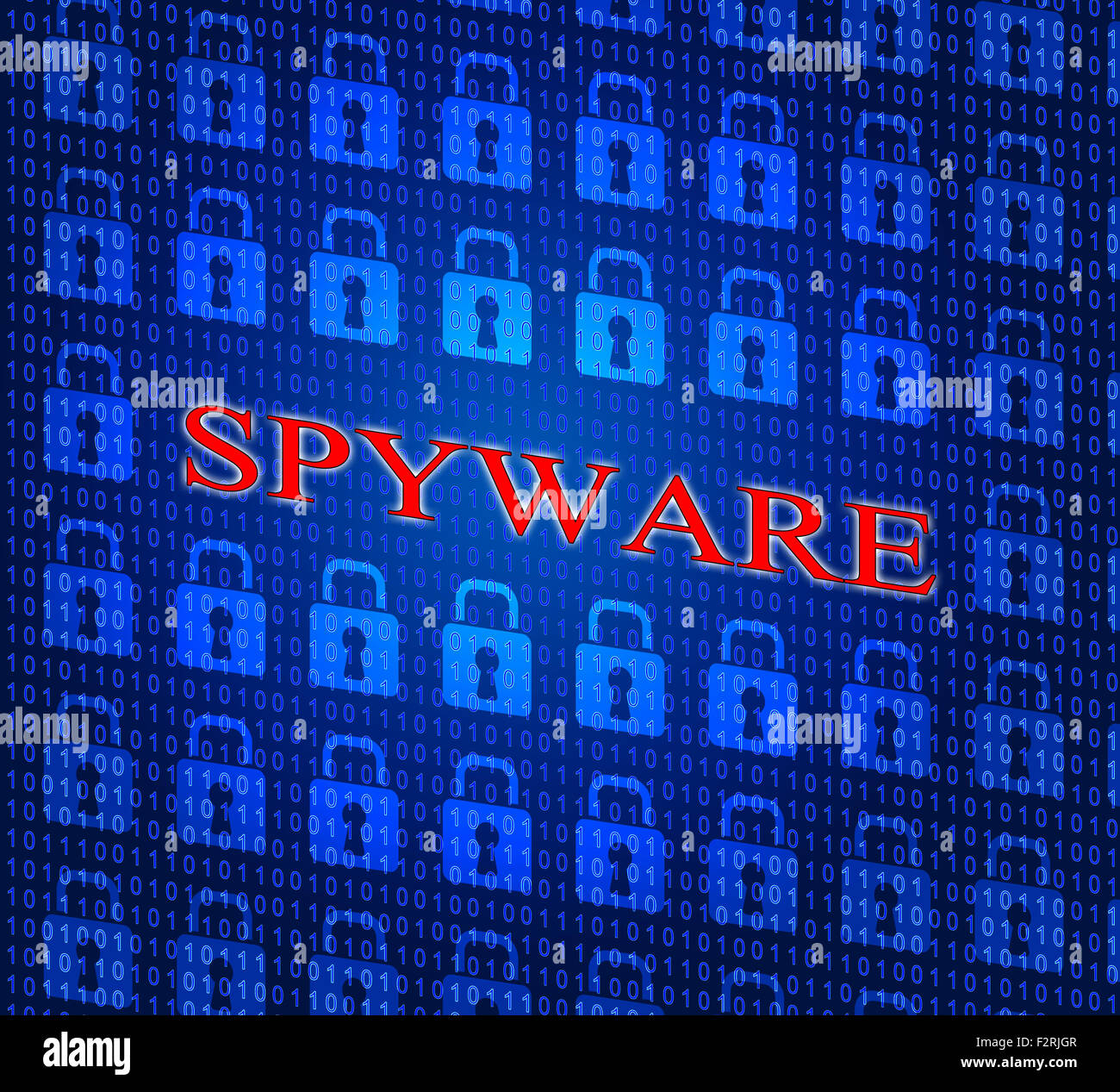 Spyware Hacked indicando attacco vulnerabile e non autorizzato Foto Stock