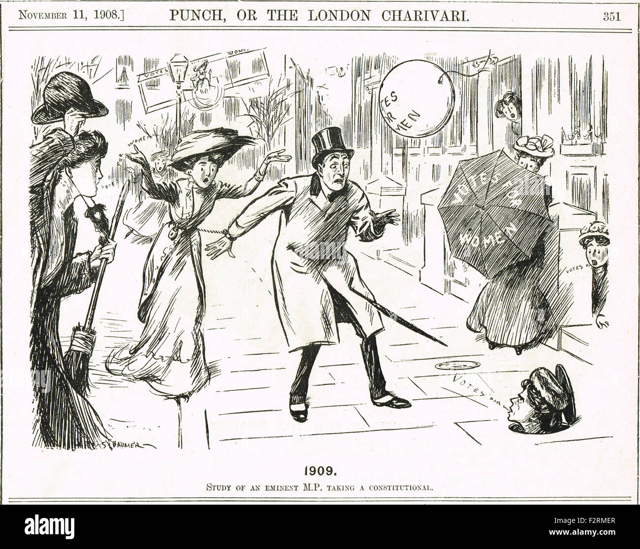 MP e voti per le donne il punzone cartoon 1908 Foto Stock