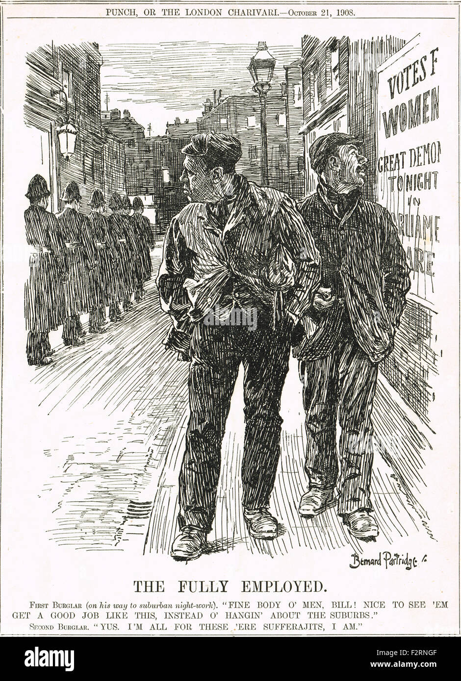 Bernard Partridge Suffragette Punch Cartoon 1908 Foto Stock