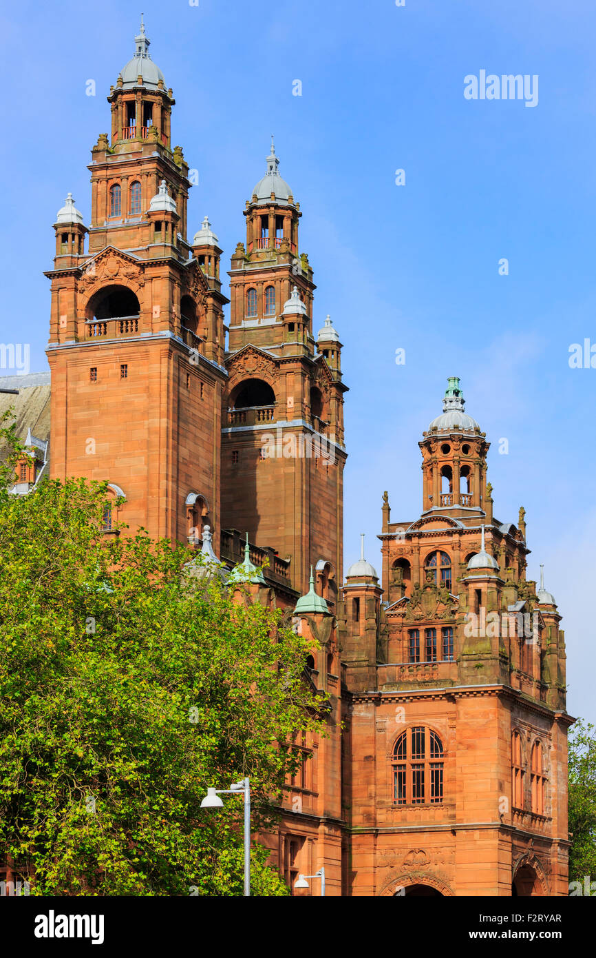 Aspetto del nord di Kelvingrove Art Gallery and Museum di Glasgow, Scozia Foto Stock