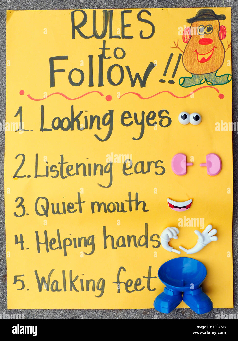 Poster sulle regole dell'aula Foto Stock