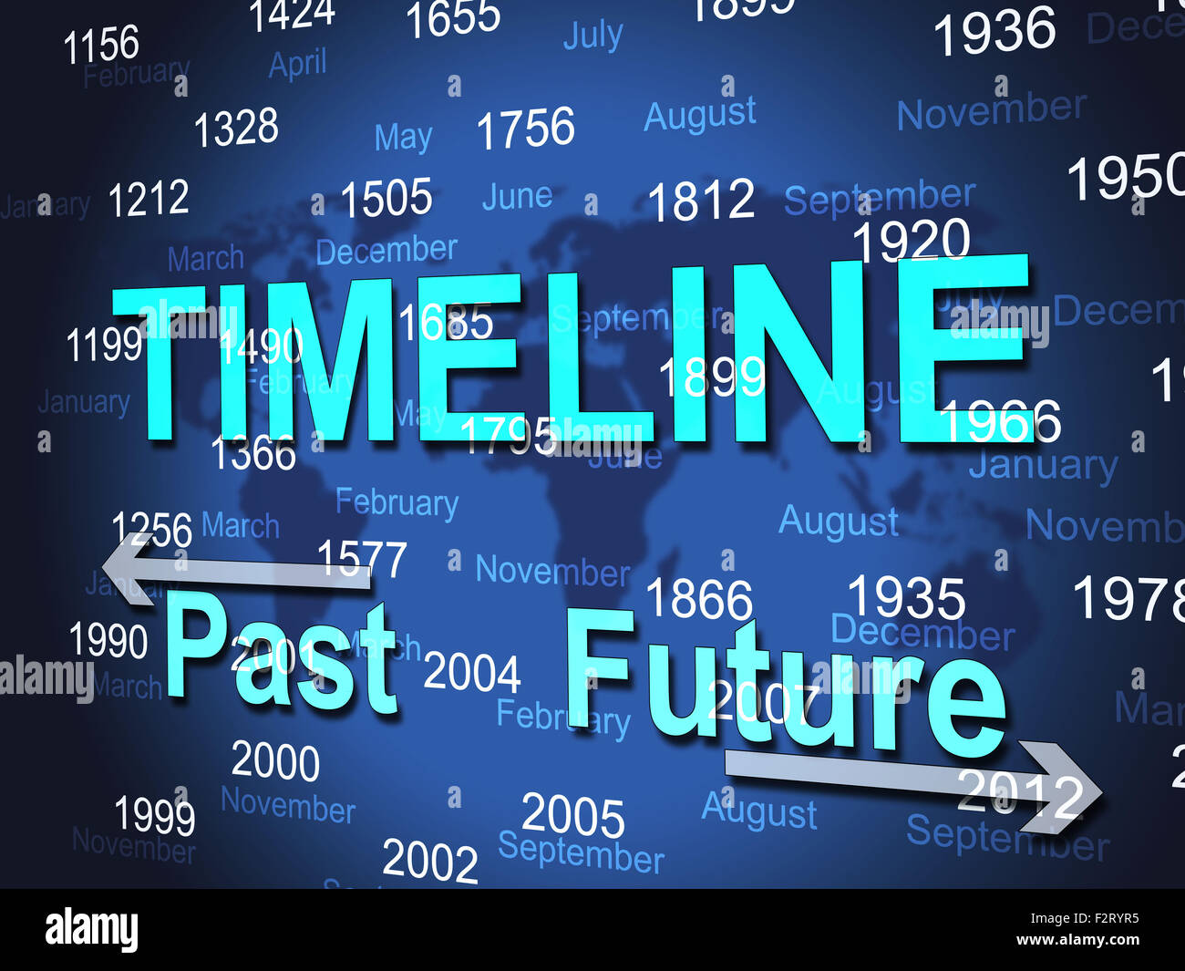 Linea del tempo significato tabella Timeline e andato Foto Stock