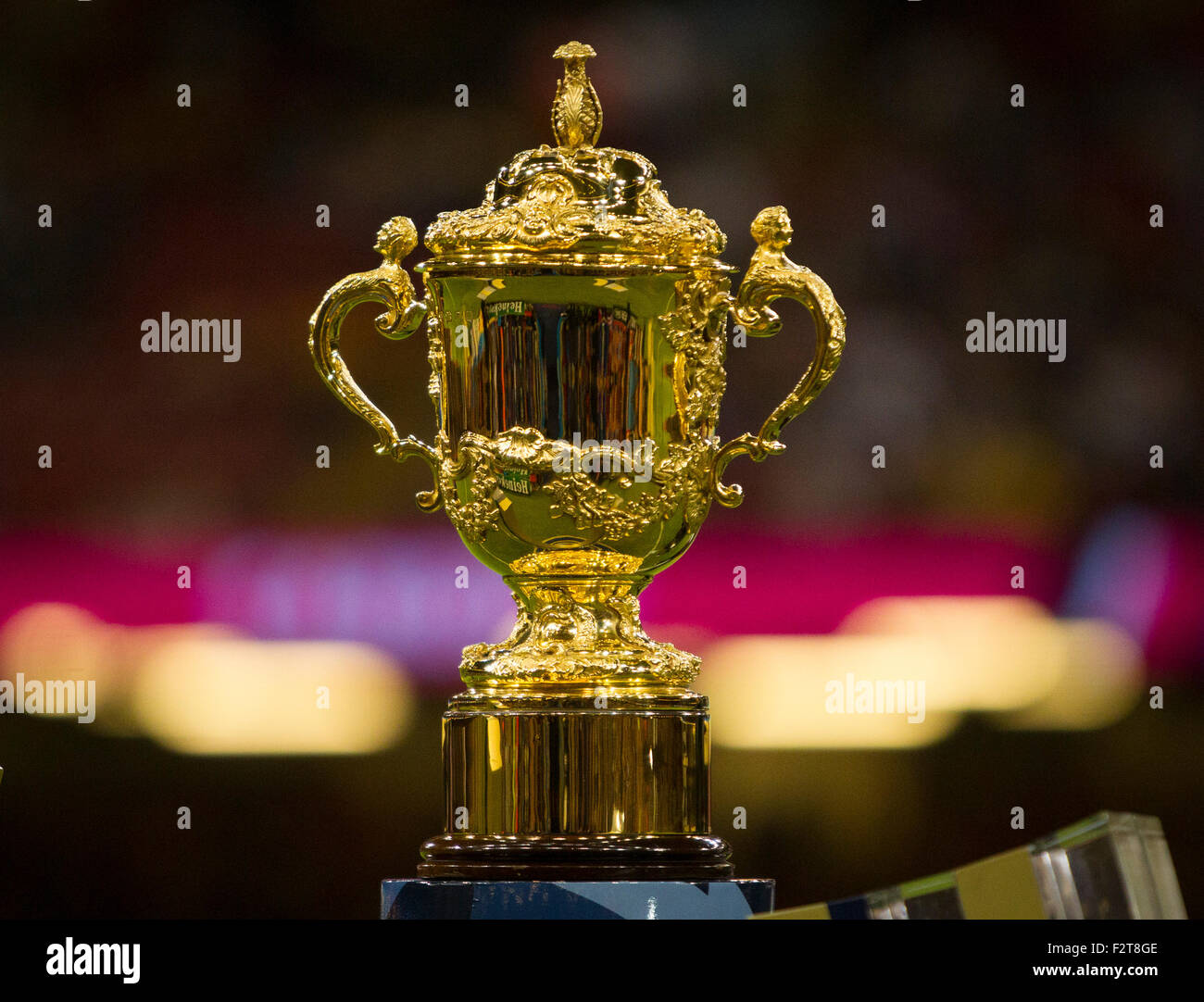 Cardiff, Galles. 23 Sep, 2015. Coppa del Mondo di rugby. Australia Fiji versus. La William Webb Ellis cup è raffigurato prima del calcio d'inizio. Credito: Azione Sport Plus/Alamy Live News Foto Stock