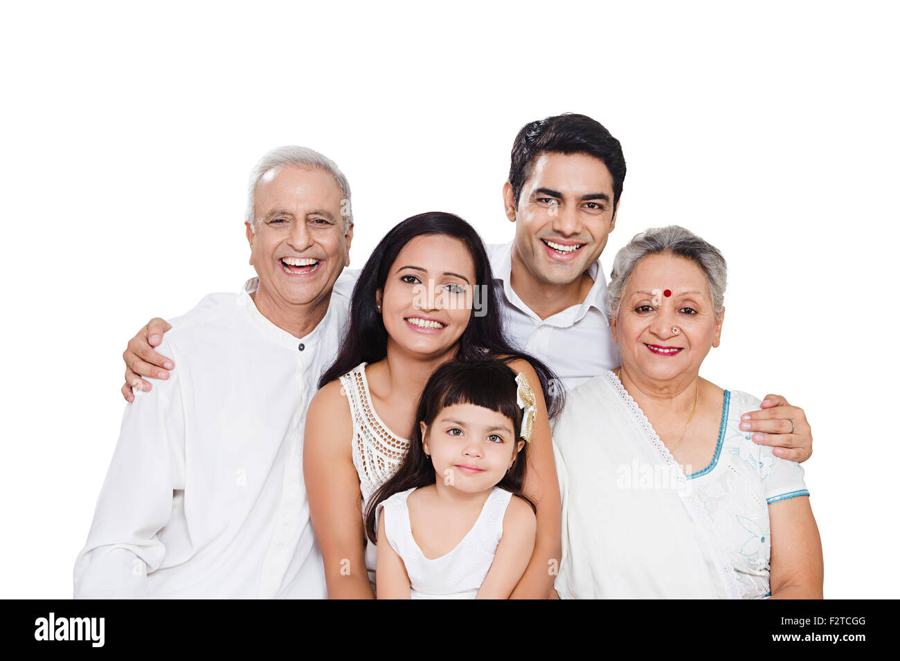 Gruppo indiano Joint famiglia godono di seduta Foto Stock