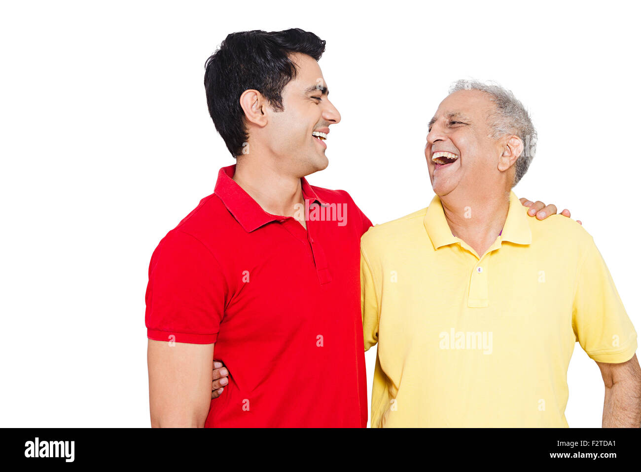 2 Adulto indiano padre e figlio godere Foto Stock