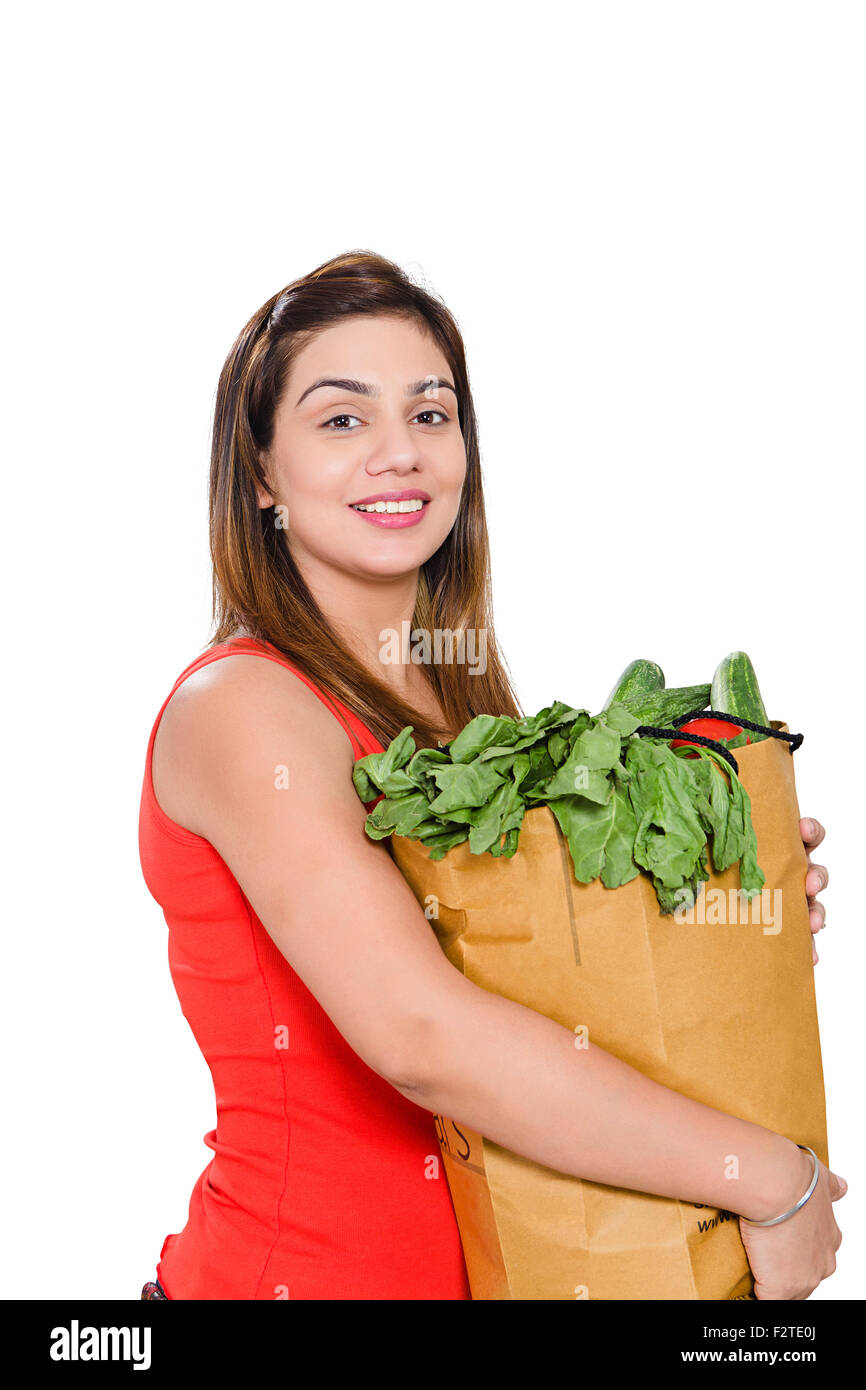 1 indian donna adulta vegetale Shopping bag Foto Stock