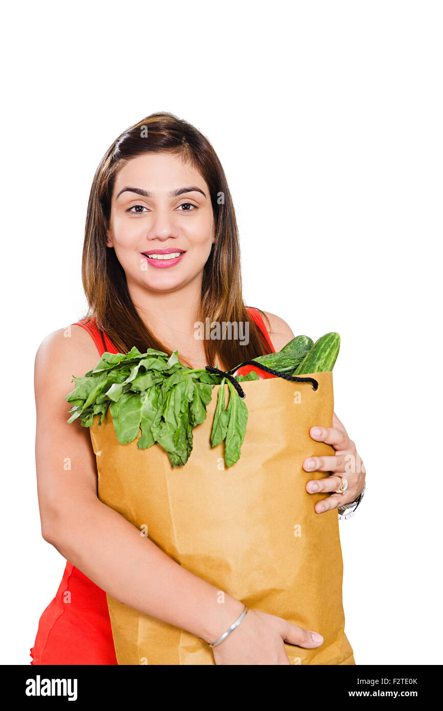 1 indian donna adulta vegetale Shopping bag Foto Stock