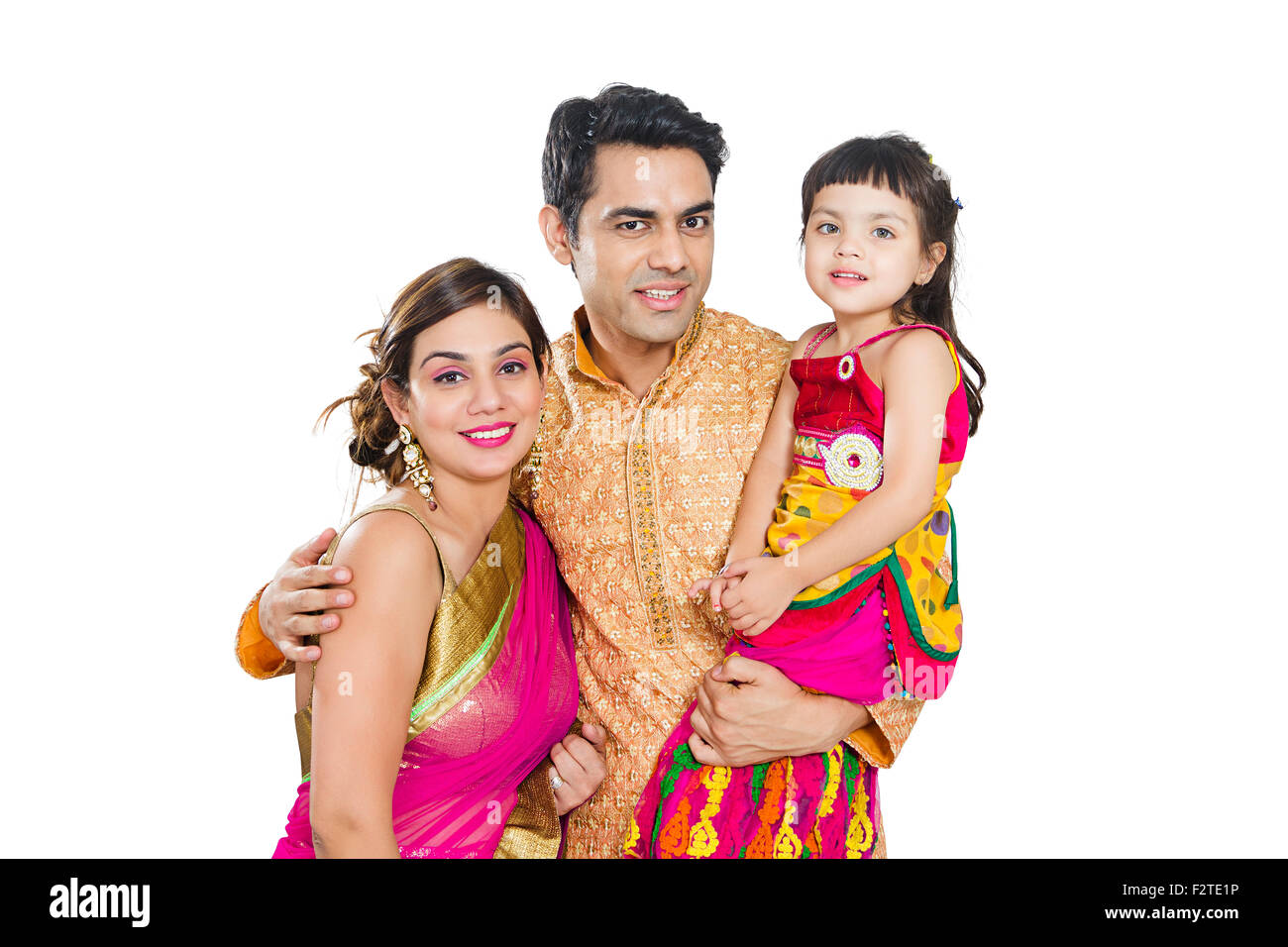 3 indian genitori e bambini figlia Diwali Festival Foto Stock
