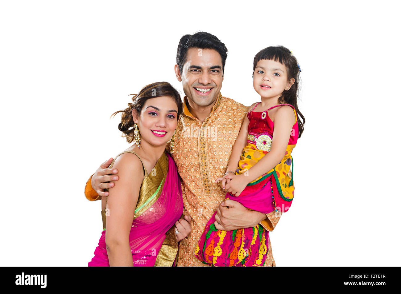 3 indian genitori e bambini figlia Diwali Festival Foto Stock